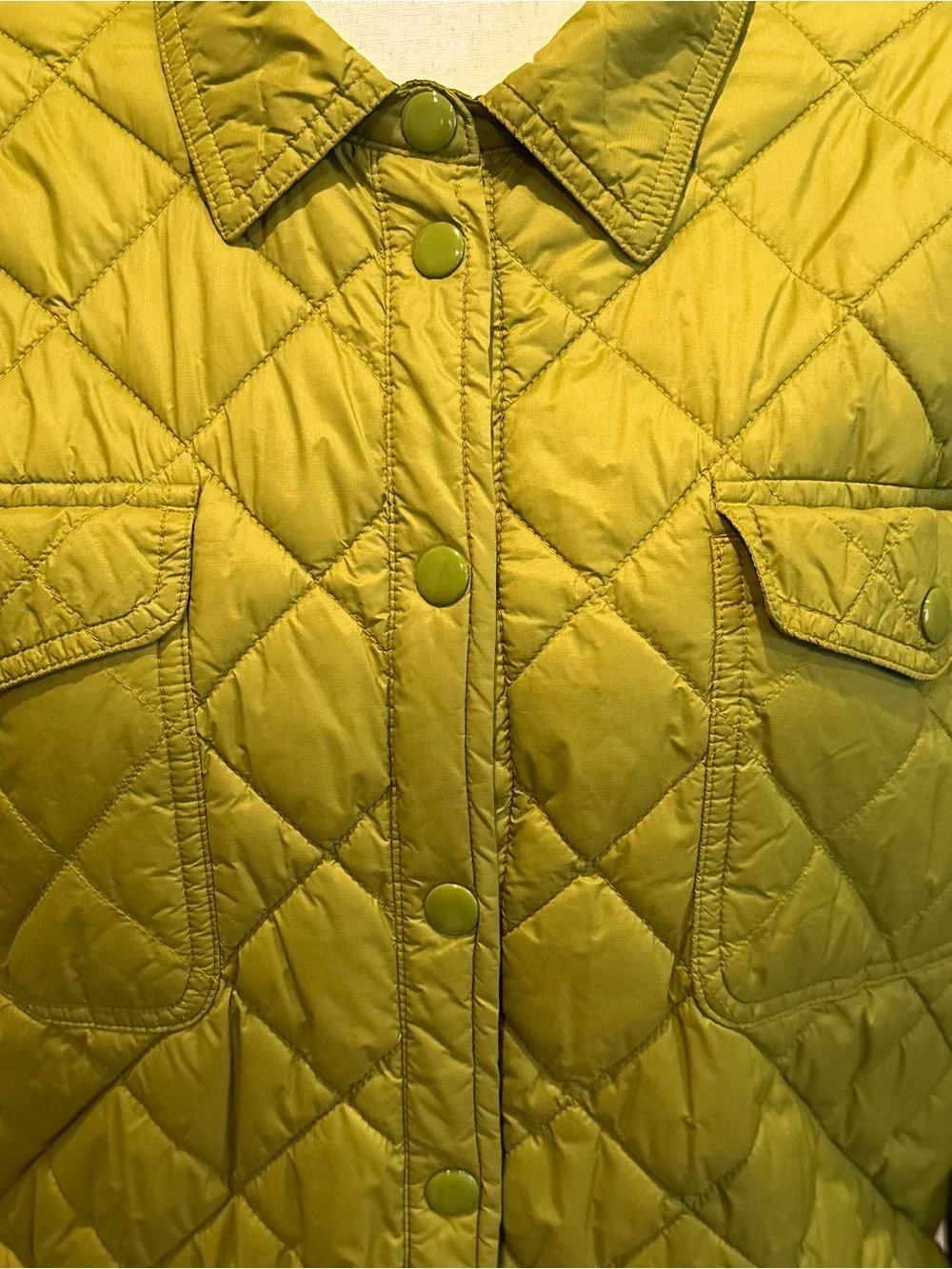 J. Crew Quilted Olive-Styley Snap-Front Jacket